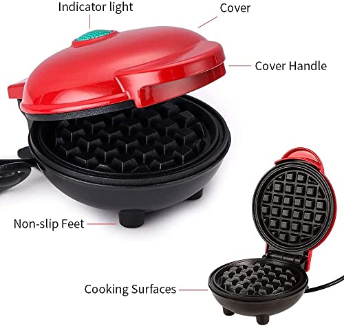  Mini Maker Waffle Maker - Heart Waffle Maker - Ready In 3 Minutes - Non-Stick Surface And Easy To Clean - Perfect Breakfast Waffler/Waffle Maker 16 X 12 X 8 Cm