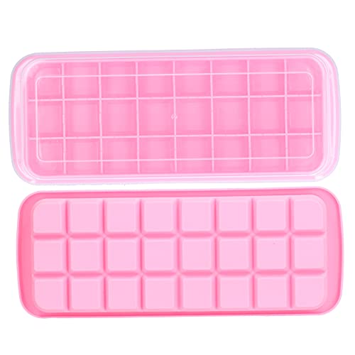  Ice Cube Maker, Easy To Demold Safe And Non Ice Molds 24 Grids Design High And Low Temperature Resistance For Bar For Home Use For Restaurant(Pink)