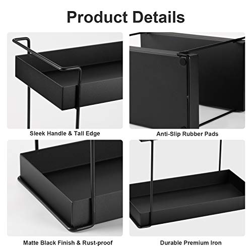  WINNER H 2 Tier Wrought Iron Standing Rack, Cosmetic Organizer Holder, Bathroom Countertop Trays, Kitchen Tray, Small Household Items Organizer Shelf(Black)