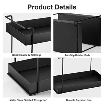  WINNER H 2 Tier Wrought Iron Standing Rack, Cosmetic Organizer Holder, Bathroom Countertop Trays, Kitchen Tray, Small Household Items Organizer Shelf(Black)