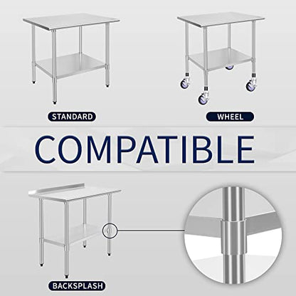 Galvanized Under Shelf For 24" X 36" Worktable, Adjustable Lower Shelf For Commercial Worktable For Restaurant, Home And Hotel