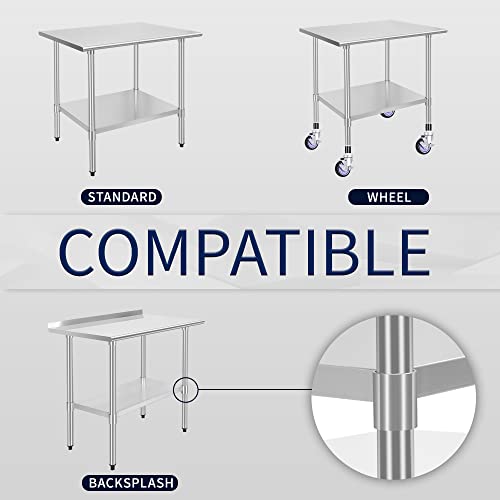  Galvanized Under Shelf For 24" X 36" Worktable, Adjustable Lower Shelf For Commercial Worktable For Restaurant, Home And Hotel