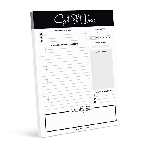  Daily Planner, Get Stuff Done, Organizer, Scheduler, Productivity Tracker For Organizing Appointments, Goals,Tasks,Notes And To-Do Lists, 8.5"x11" Undated Tear-Off Sheets (50 Sheets)