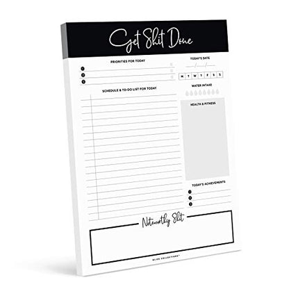  Daily Planner, Get Stuff Done, Organizer, Scheduler, Productivity Tracker For Organizing Appointments, Goals,Tasks,Notes And To-Do Lists, 8.5"x11" Undated Tear-Off Sheets (50 Sheets)