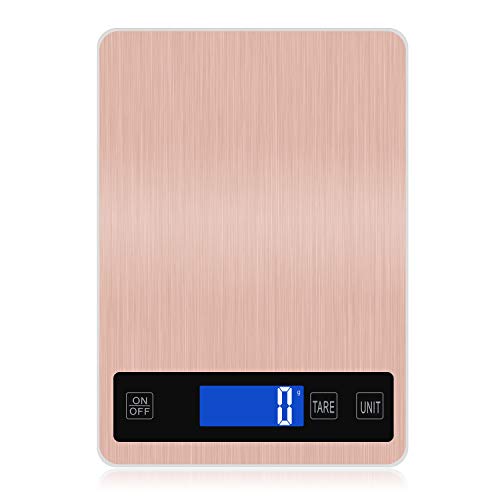  Digital Kitchen Scale 22lb/10kg Rechargeable Food Kitchen Scale With 0.04oz/1g Division, Touch Sensor, Back-Lit LCD, Stainless Steel Electric Cooking Scale With Tare & Auto Off Function (Silver)