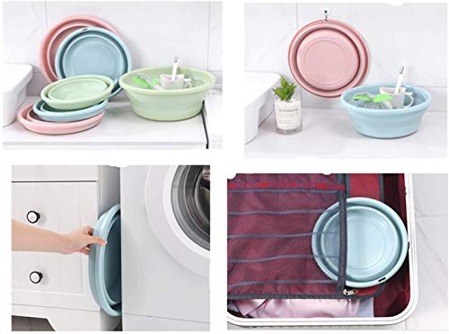  Xjs 10" Multi-Purpose Collapsible Dish Tub Bowl BPA-Free Round Lightweight Collapsible Wash Basin (Green)