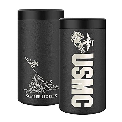  Ne Corps 4 In 1 Insulated Can Cooler, Stainless Steel Double-Walled Insulator For 12 Oz Standard Or Skinny Slim Cans, 12 Oz Beer Bottles & Mixed Drinks – Gifts For Marines
