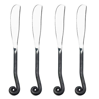  4-Piece Spreader Knife Set-Treble Clef Collection-Polished/Matte Cheese And Butter Spreading Knives