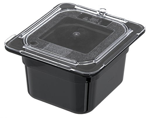  3068403-E Plastic Food Pan, 1/6 Size, 4 Inches Deep, Black