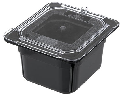  3068403-E Plastic Food Pan, 1/6 Size, 4 Inches Deep, Black