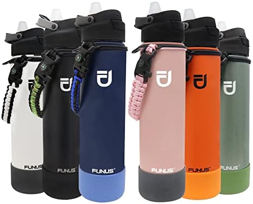  64oz Insulated Water Bottle (2 Lids) 64 Oz Vacuum Stainless Steel Water Bottle With Handle Flip Top Lid And Paracord BPA Free Metal Water Jug Sports Outdoor Camping