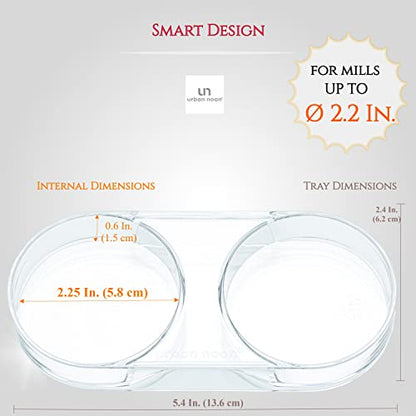  Salt And Pepper Mill Tray - Acrylic Transparent Mill Rest By Urban Noon - Grinders Up To 2.2 Inches In Diameter