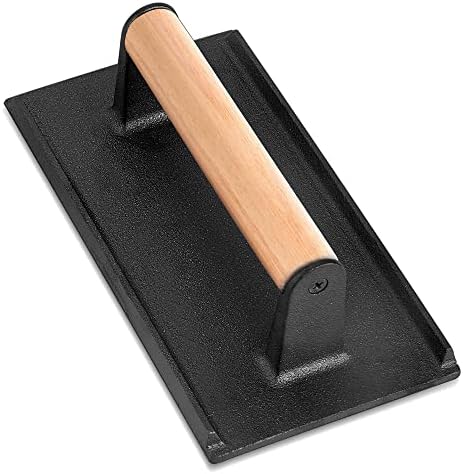  Cast Iron Burger Press, 7 Inch Round Heavy Duty Bacon Meat Steak Grill Press With Wooden Handle, Heat Proof, Rust Resistance, Griddle Accessorie Burger Smasher For BBQ Flat Top Teppanyaki