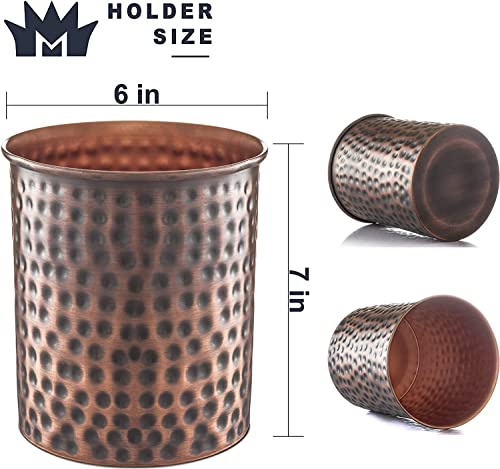  Kitchen Utensil Holder, Hand Hammered Caddy, Kitchen Organization For Utensils, Crock For Cooking Utensils, Antique Copper Finish, Large, 19677
