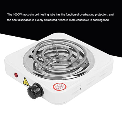  Single Tube Electric Stove, 1000W Stainless Steel Home Electric Stove Portable Electric Hob Single Burner With Adjustable Thermostat For Home Kitchen Caravan Cooking, US Plug 110V