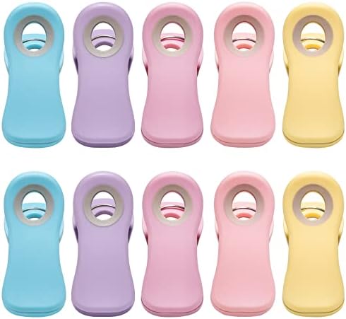  All Purpose Magnetic Clips - Chip Clips, Bag Clips, Food Clips, Refrigerator Magnets Clips For Bread Bags, Snack Bags And Food Bags (Pack Of 10, Deep Colors)