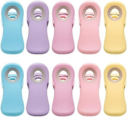  All Purpose Magnetic Clips - Chip Clips, Bag Clips, Food Clips, Refrigerator Magnets Clips For Bread Bags, Snack Bags And Food Bags (Pack Of 10, Deep Colors)