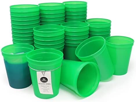  16 Oz Reusable Plastic Stadium Cups, Bulk 50 Pk, USA Made, BPA-Free Dishwasher Safe Plastic Tumblers, Light Pink