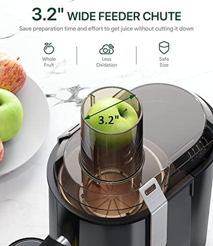  Juicer Machine, 800W Centrifugal Juicer With 3.2" Big Mouth For Whole Fruits And Vegetable, SIFENE Ultra Power Juice Extractor With 3 Speeds Settings, Celery Juicer, Carrots Juicer, Easy To Clean