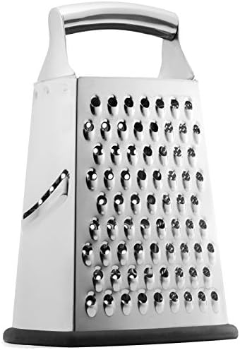  Professional Box Grater, 100% Stainless Steel With 4 Sides, Best For Parmesan Cheese, Vegetables, Ginger, XL Size