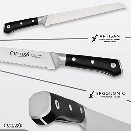  Bread Knife – 10" Serrated Edge Knife For Homemade Bread – Forged High Carbon German Steel – Full Tang & Razor Sharp – Ergonomic Handle Design – Artisan Series