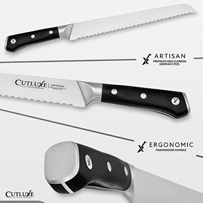  Bread Knife – 10" Serrated Edge Knife For Homemade Bread – Forged High Carbon German Steel – Full Tang & Razor Sharp – Ergonomic Handle Design – Artisan Series