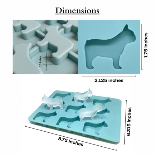  French Bulldog Ice Cube Tray And Treat Mold, 9 Frenchie Shaped Molds, BPA Free And Heat Resistant, Chocolate Mold