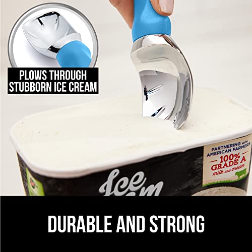  Gorilla Grip Large, Comfortable Handle, Heavy Duty Ice Cream Scoop, Professional Grade Scooper, Get Perfect Shape Scoops, Great For Spooning Frozen Hard Gelato And Sorbet, Cookie Dough, Melon, Aqua