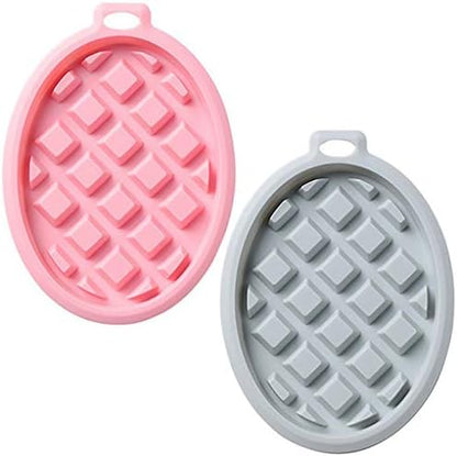  2-Pack Silicone Waffle Mold, Muffin Pans Molds, Waffle Maker Baking Tray Mold Bakeware For Waffle Cake Chocolate Craft Candy Soap Baking, Blue&Pink (Round: 3.8x3.8x0.4 Inch)