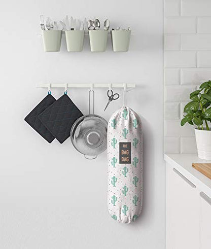  Cactus Plastic Bag Holder And Dispenser, Grocery Shopping Bags Carrier, Garbage Bag Organizer For Kitchen,Cactus Home Kitchen Décor, Gifts For The Holiday/Housewarming/Family/Friends,23x9 Inch