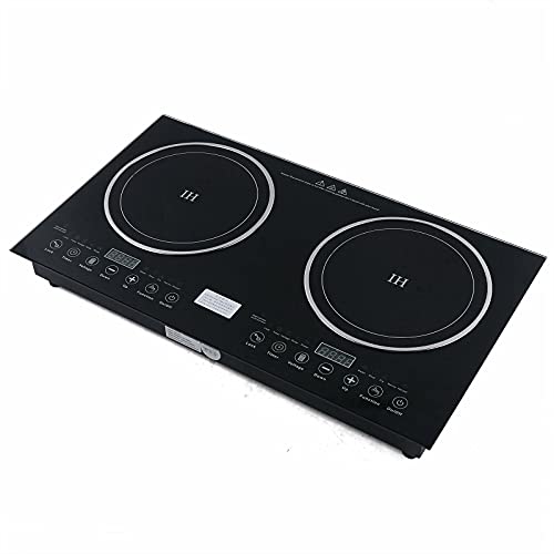  DNYSYSJ Double Induction Cooktop Two Burners Electric Digital Countertop 110V Portabale Touch Type Control Stove For Kitchen, Black