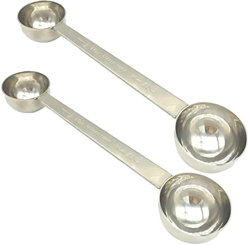 Coffee Scoop 5ml & 15ml Long Handle Stainless Steel Teaspoon & Tablespoon 1pc (1Tsp & 1Tbsp) With Tick Mark For Coffee Or Baking