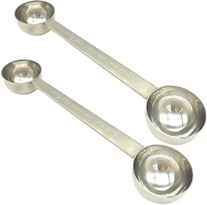  Coffee Scoop 5ml & 15ml Long Handle Stainless Steel Teaspoon & Tablespoon 1pc (1Tsp & 1Tbsp) With Tick Mark For Coffee Or Baking