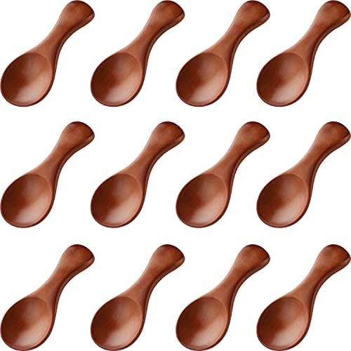  Mini Wooden Spoons Feed Spoons Scoop Sugar Salt Tea Leaf Milk Powder Scale Teaspoons Measuring Scoop Seasoning Spoons (S-12)