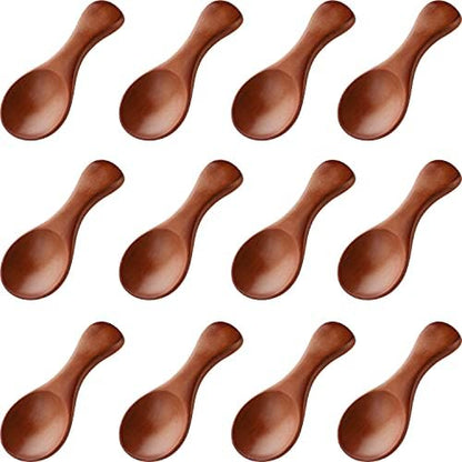  Mini Wooden Spoons Feed Spoons Scoop Sugar Salt Tea Leaf Milk Powder Scale Teaspoons Measuring Scoop Seasoning Spoons (S-12)