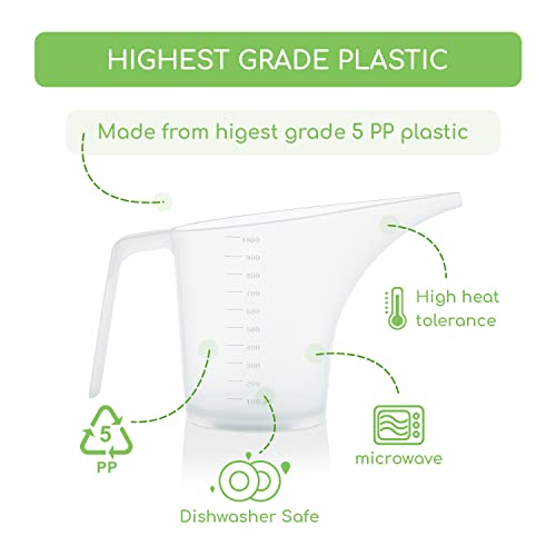  Tofu Funnel Pitcher For Soap Making, Large Capacity Easy Pour Container With Long Spout, Soap Making Supplies, Bakeware Mold, Candle, Microwave Safe, 4 Cups, 32 Ounces, 1000 Ml - Set Of 3