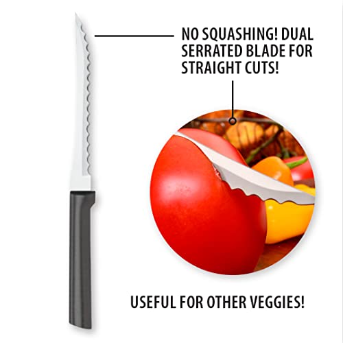  Ada Cutlery Tomato Slicing Knife Stainless Steel Blade Made In USA, 8-7/8 Inches, 1-Pack, Black Handle