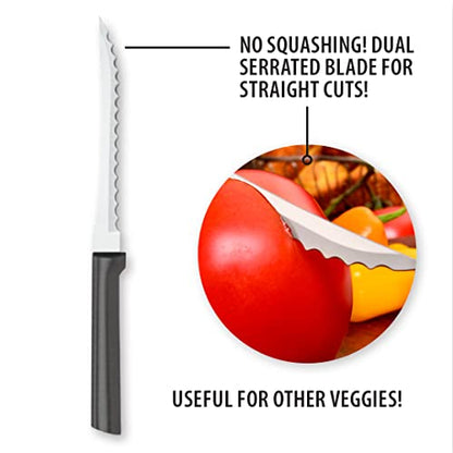  Ada Cutlery Tomato Slicing Knife Stainless Steel Blade Made In USA, 8-7/8 Inches, 1-Pack, Black Handle