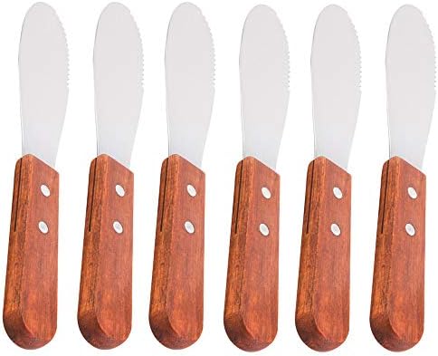  (3 Pack) 7-Inches Sandwich Spreader, Wide Stainless Steel 3 1/2" Long Blade With Wooden Handle Butter Spreader, Jam, Cream Cheese, Condiment Spreader