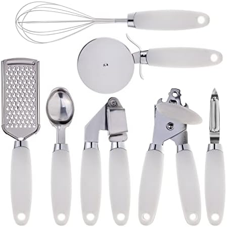  Ith COLOR 7 Pc Kitchen Gadget Set Copper Coated Stainless Steel Utensils With Soft Touch White Handles