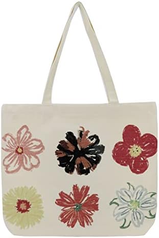  Canvas Tote Bag Aesthetic For Women Graphic Tote Bag With Zipper Cute Canvas Bags With Pockets