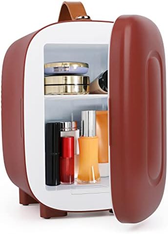  Mini Fridge 6L Capacity, Portable Small Refrigerator Cooler Or Warmer, AC DC Powered, Skincare Fridge With Mirror Door, For Food, Cosmetics, Home, Office And Car - White