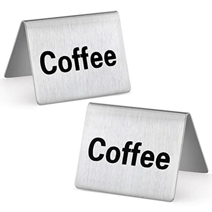  27051 Stainless Steel Table Tent Sign, (Coffee), 2"x 2", Set Of 2