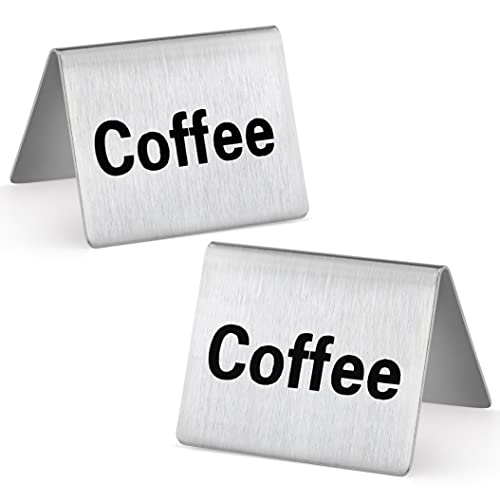  27051 Stainless Steel Table Tent Sign, (Coffee), 2"x 2", Set Of 2