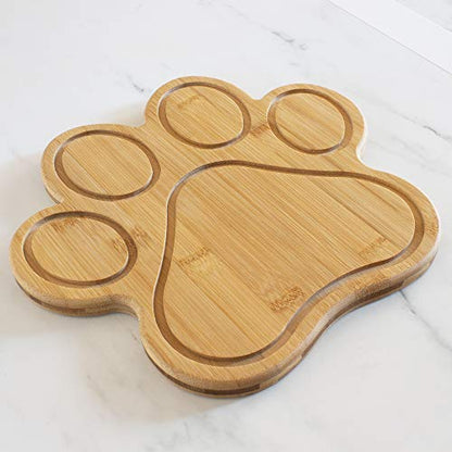  Paw Shaped Bamboo Serving And Cutting Board, 11" X 10", Natural