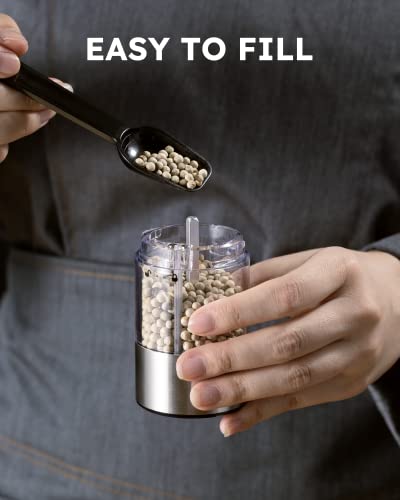  Electric Salt And Pepper Grinder Set Battery Operated, Automatic One Handed Operation Salt And Pepper Mill, Stainless Steel Electric Pepper Shaker With Light, Adjustable Ceramic Grinder - 2 Pcs