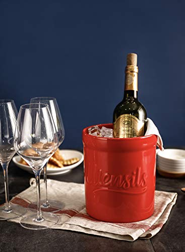  Sweese 811.104 Kitchen Utensil Holder, 7″ Large Porcelain Stable Utensil Caddy With Countertop Counter Utensil Organizer, Cooking Utensil Organizer Caddy For Farmhouse Kitchen Décor, Red
