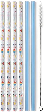  Reusable Straws Luxy Leopard + Blush Reusable Straw Set + Cleaning Brush, Each Straw Is 10.25 Inch Long (Fits Swig Life 20oz Tumblers, 22oz Tumblers, And 32oz Tumblers)