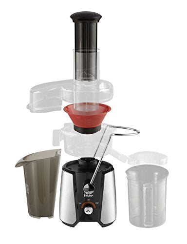 Oster® JusSimple 2-Speed Easy Clean Juice Extractor With Extra-Wide Feed Chute, FPSTJE9010-000, 900W, Black/Silver