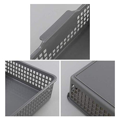  Rectangle Plastic Storage Baskets, Plastic Paper Baskets, 6-Pack